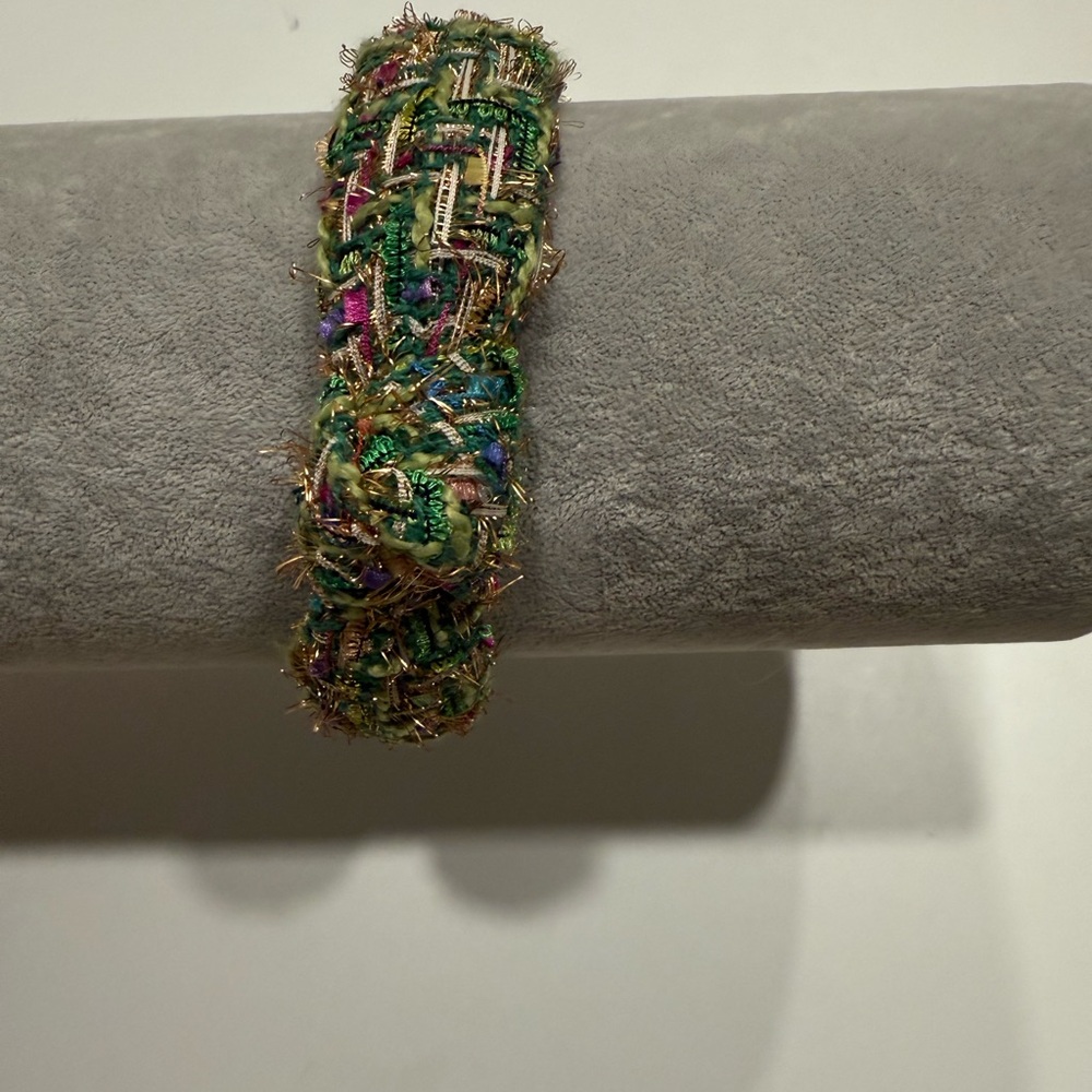 Lele Sadoughi Festive Rainbow Metallic Tweed Slim Headband